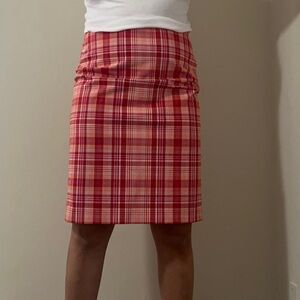 3/25 VTG Limited Orange Plaid Short Straight Pencil Skirt Made in Italy